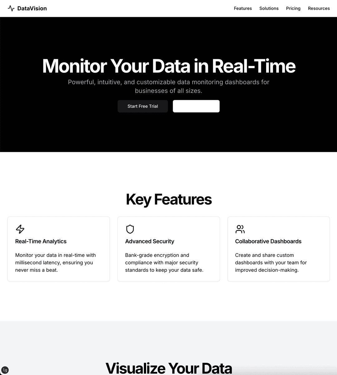 Data Monitor Landing Page of BuouUI
