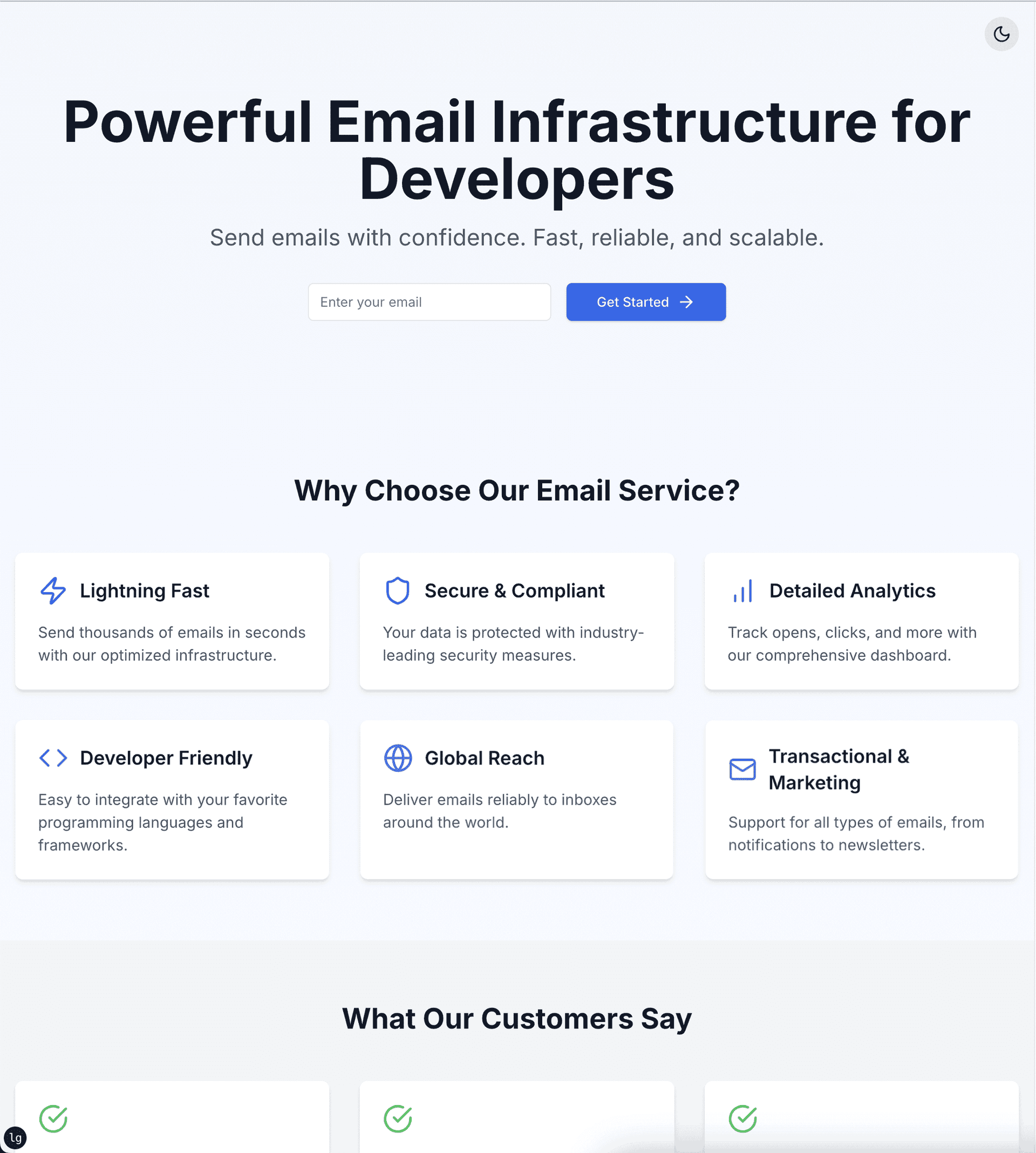 Email Landing Page of BuouUI