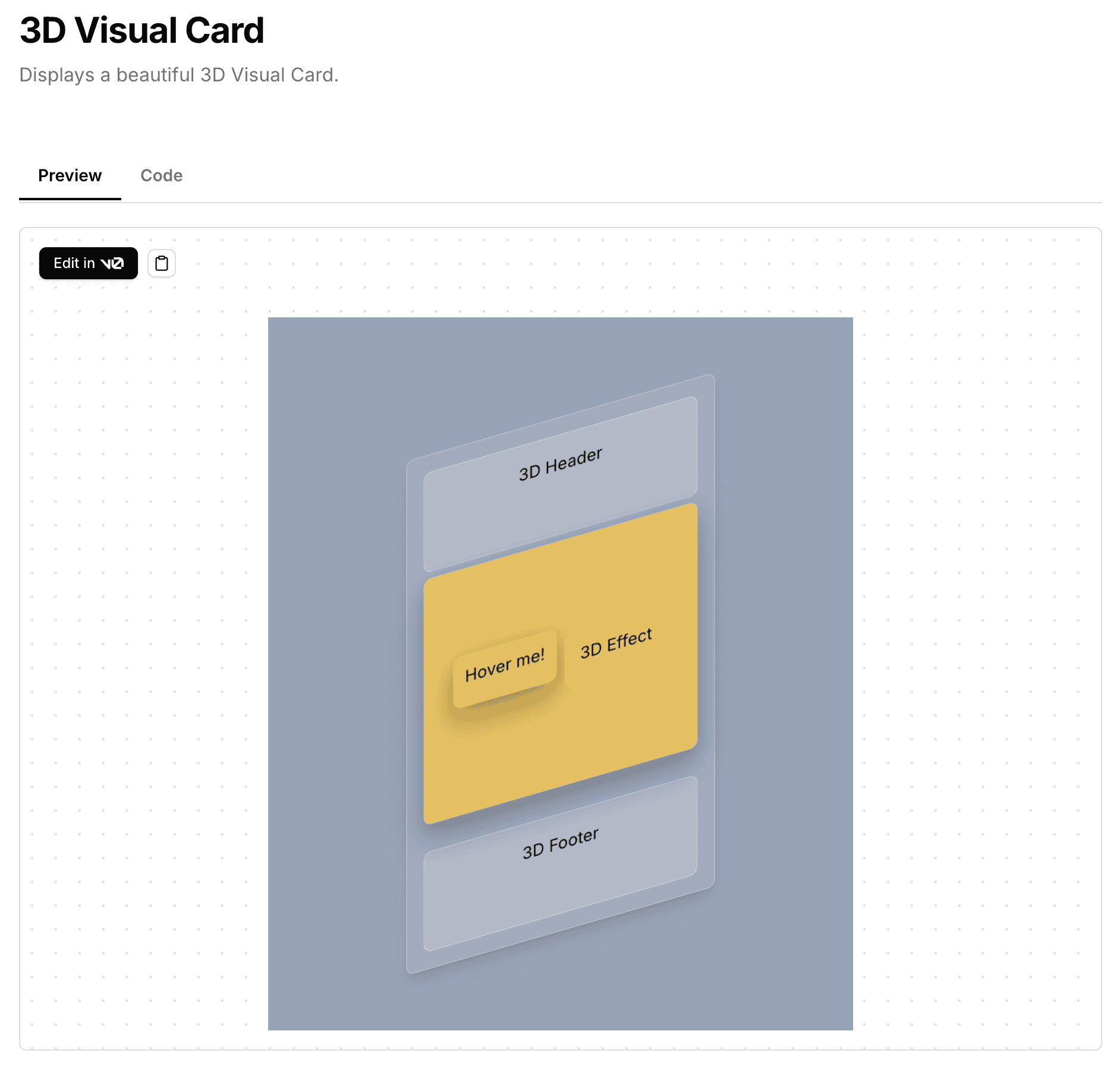 3D Visual Card