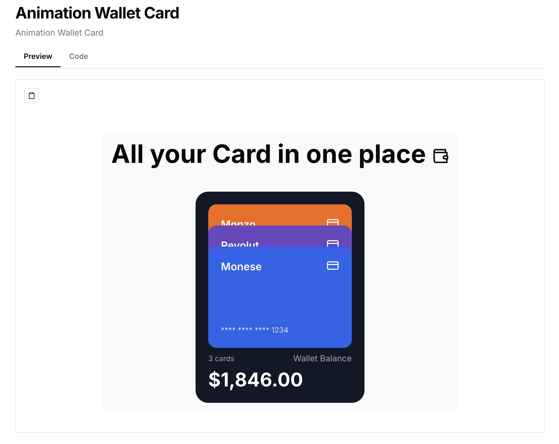 Animation Wallet Card